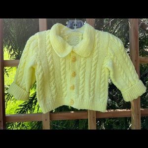 Vintage 1T/2T Hand-knitted Yellow Girls’ Sweater
